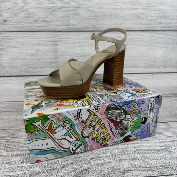 Jeffrey Campbell Womens Cream Seraphin Ankle Strap Platform Sandal Heels Size 10 - Picture 1 of 13